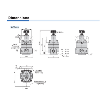 GPR40008LNT AIRTAC PRECISION REGULATOR<BR>GPR400 SERIES 1/4" NPT 1-30 PSI MNT BRK